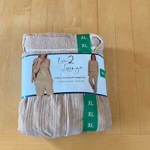 Womens 3-Piece Textured Lounge Set - Beige (XL)